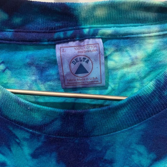 Vtg Delta 1991 Mike Dubois Single Stitch TyeDye Mayan Pyramid Rainforest Shirt L - Picture 5 of 11